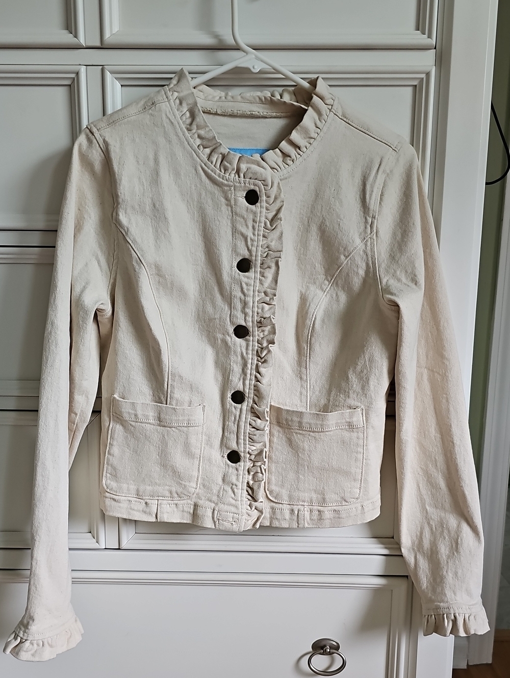 Draper James Cream Ruffle-Trim Jean Jacket - Picture 4 of 10